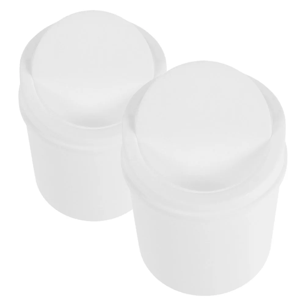 

2Pcs Mini Trash Can Small Garbage Bucket Flip Lid Desk Waste Bin Bedroom Living Room Plastic Baskets Office Table Storage