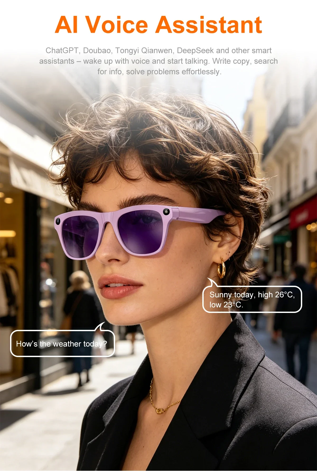 Lenovo Neue Upgrade Smart AI Brille 1600W HD 8K Aufnahmekamera Foto Sprachanruf Übersetzung Bluetooth AI Motorradbrille – Detail 5