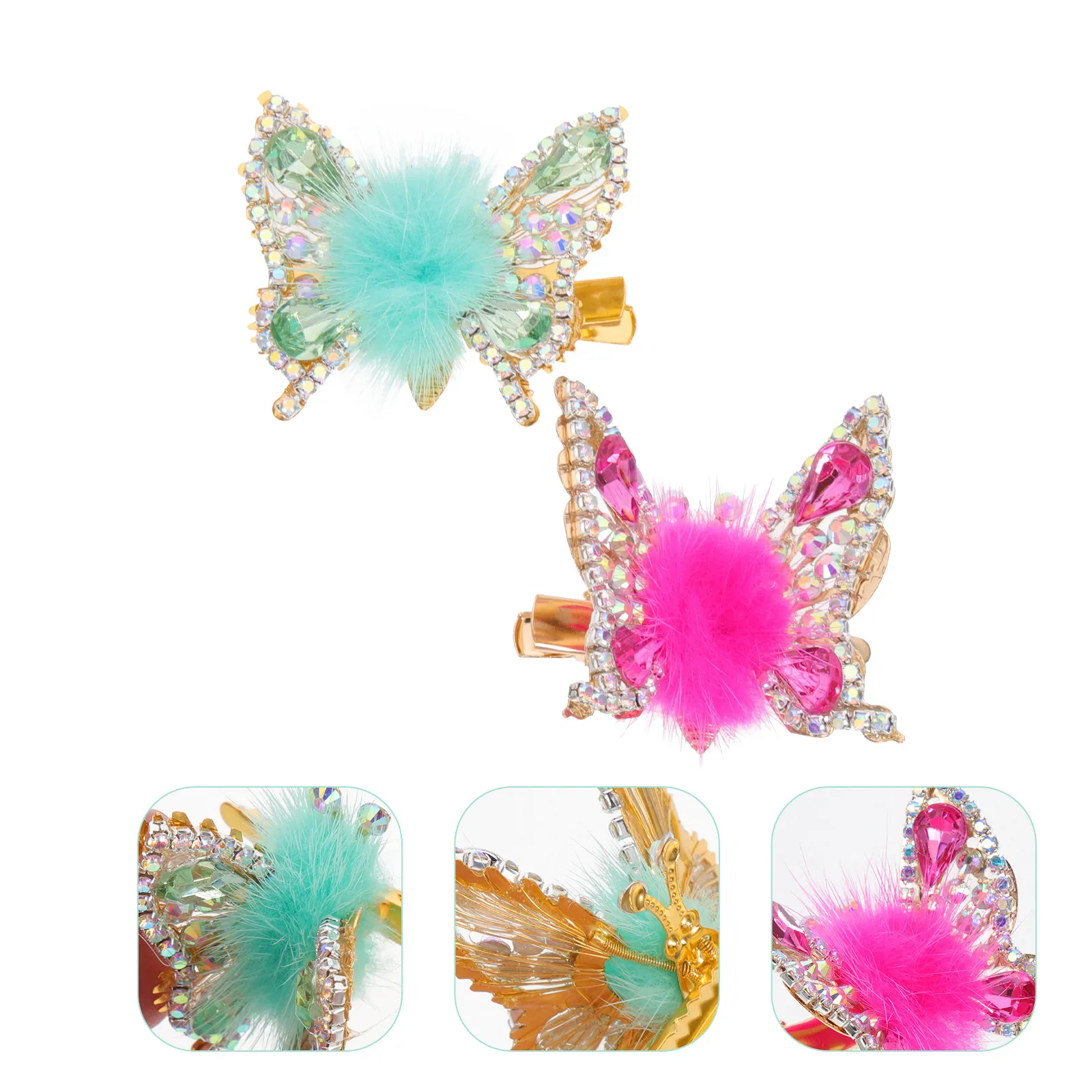 

2Pcs Moving Butterfly Hair Clips Metal Hairpins Rhinestone Encrusted Butterfly Barrettes for Women Girls Party Wedding