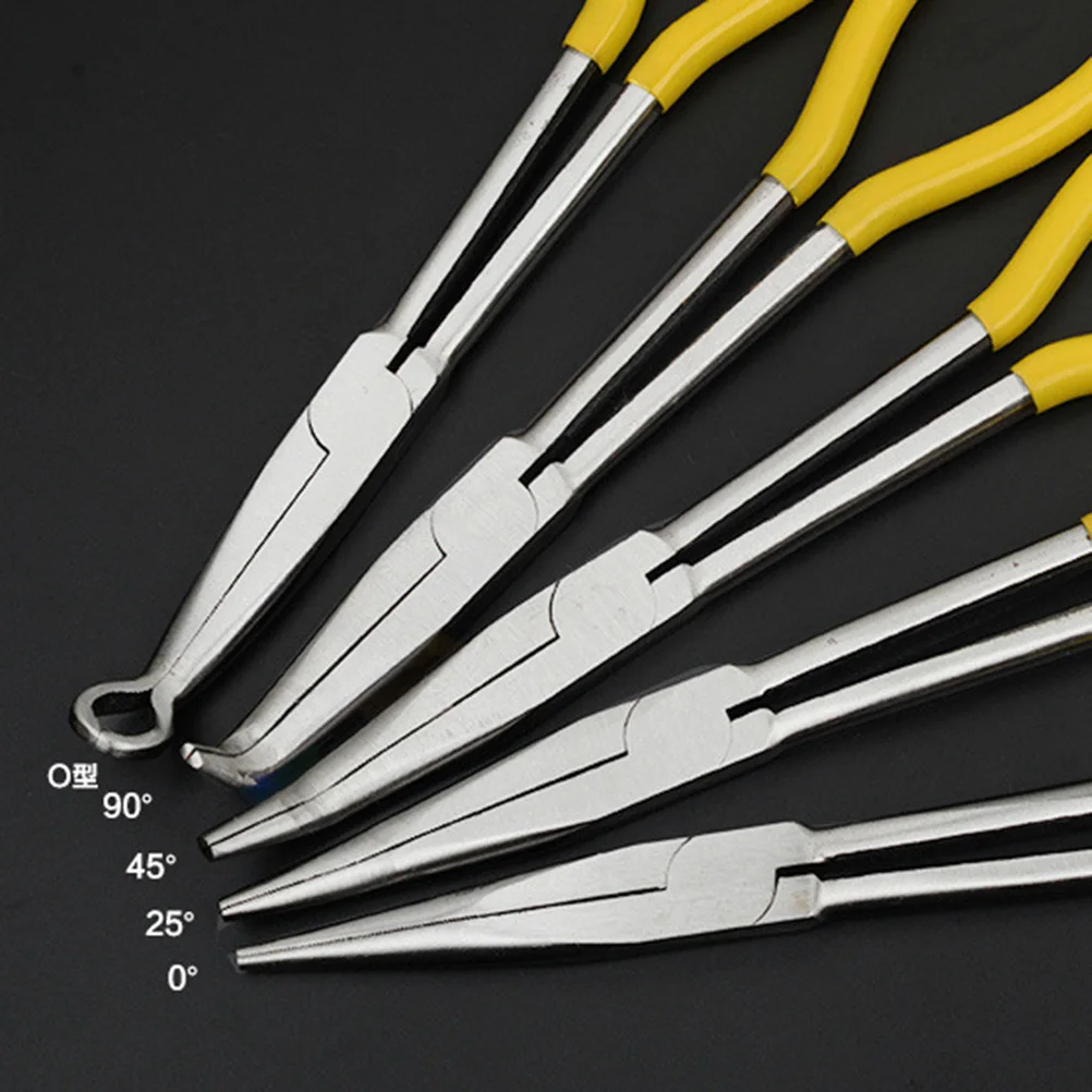 

1pc Extended Plier High Quality Long Nose Arc Handle Rubber Coated For Auto Repair Manual Wiring Crimping Clamp Tool