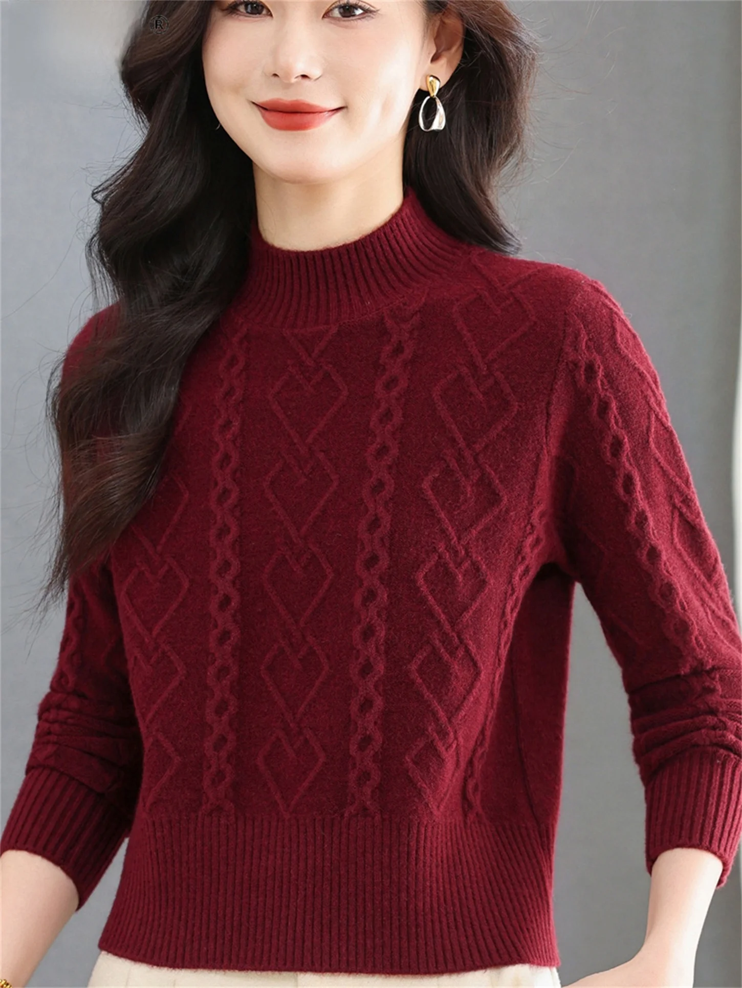 

Модный вязаный шерстяной свитер свободного покроя миди с высоким воротником, внутренняя одежда для женщин, осень-зима, новый Sle Mommy Dr