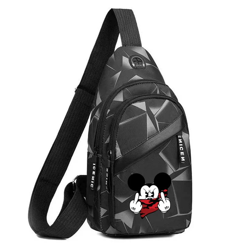 Disney The Nightmare Before Christmas Jack Sally Lilo &Stitch Mickey Mouse Lion King Casual Men\'s Chest Bag Travel Crossbody Bag