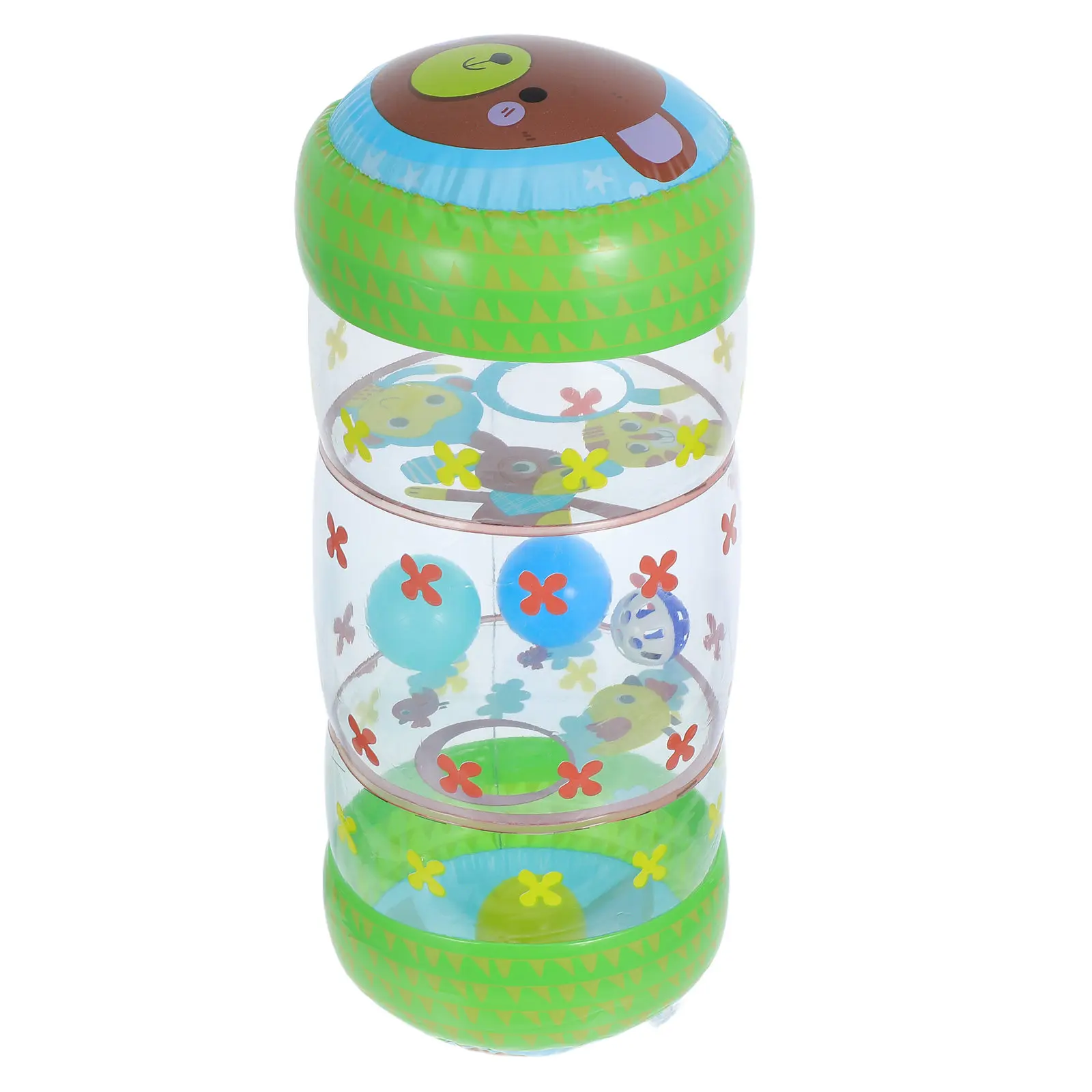 Bunter Baby-Krabbelroller mit Rasselball, aufblasbarer Rollball für die Entwicklung des Säuglings, langlebige PVC-Spielmatte für Kleinkinder im Innenbereich