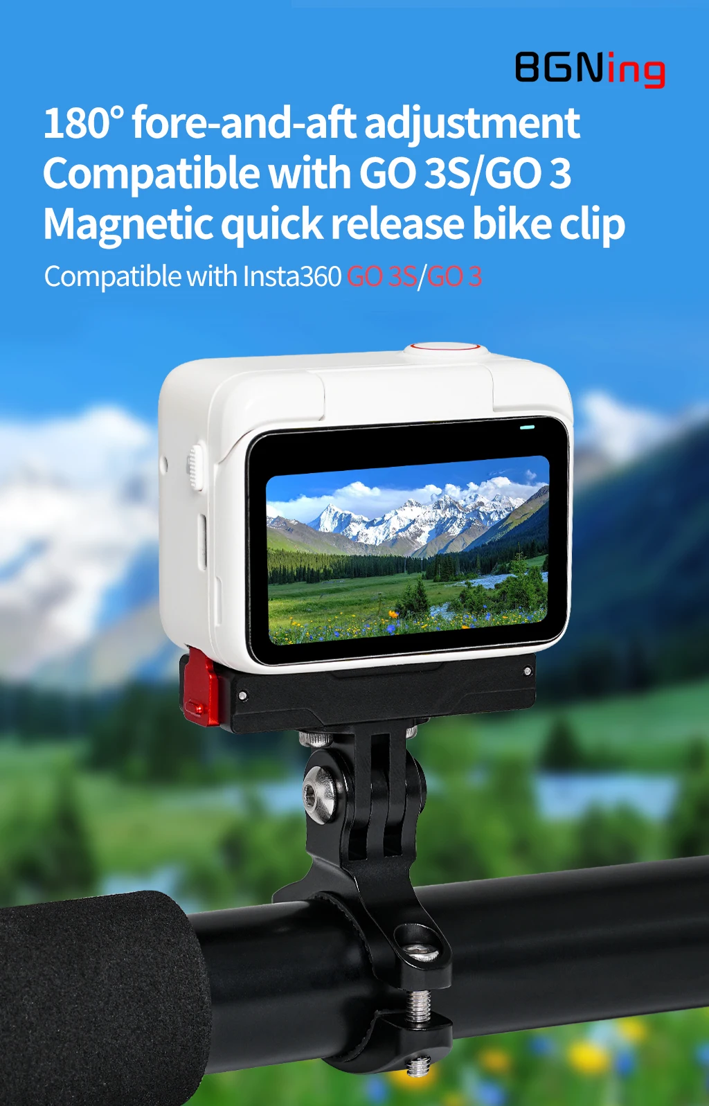 GO3 GO3S Magnetische Schnellwechselhalterung, verstellbare Aluminium-Lenkerhalterung für Insta360 Go 3/3S Fahrrad- und Motorradkamerahalter – Detail 15