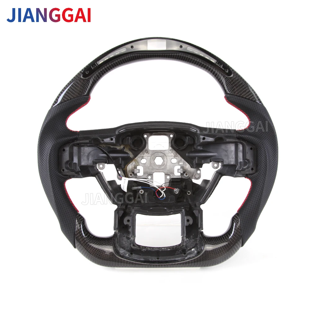 

Carbon Fiber Steering Wheel For Ford Raptor F150 2015-2020 Perforated Leather LED Steering Wheel Car Accessories