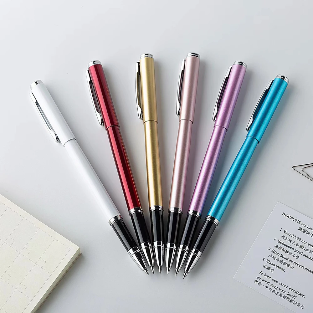 2 Stück Metall-Gelstift, Tintenroller, Caneta руedad, Kugelschreiber, 0,5 mm, Signierstifte für Büro, Studenten, Business, Schreibwaren – Detail 9