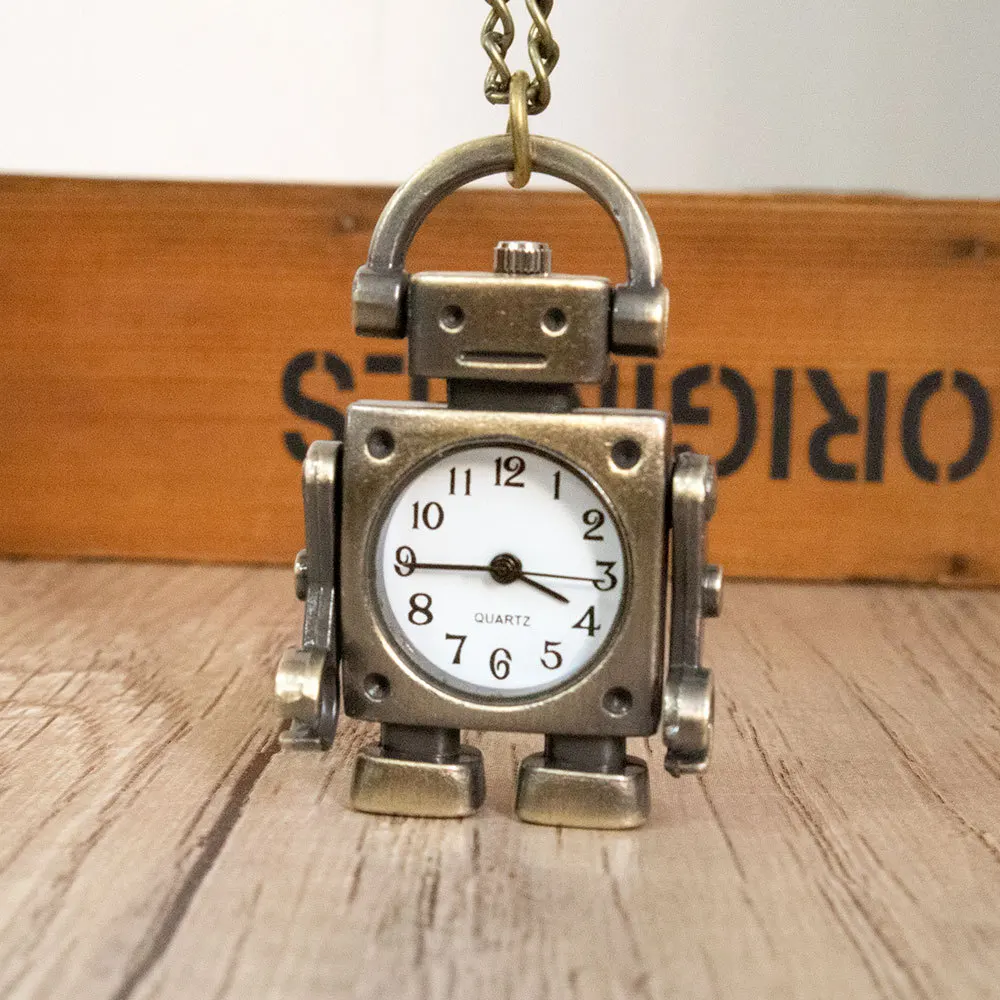 Personality fashion retro foreign trade hot old-fashioned wall watch cartoon little robot creative wall watch students