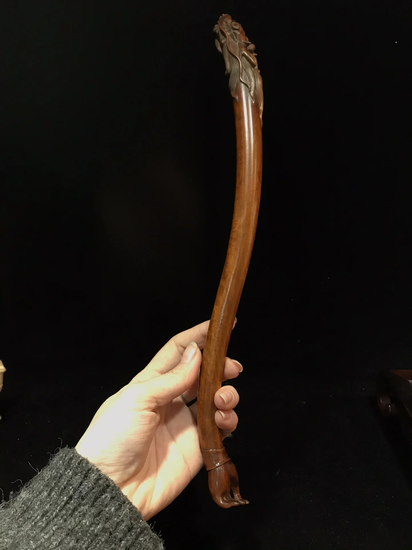 

Китайский самшитовый дракон "Не спрашивайте помочь" скребок артефакт