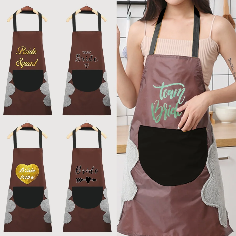 Adjustable Cooking Apron Unisex Household Bride Pattern Chef Waiter Barbecue Hairdresser Adult Apron Kitchen Supplies Tool