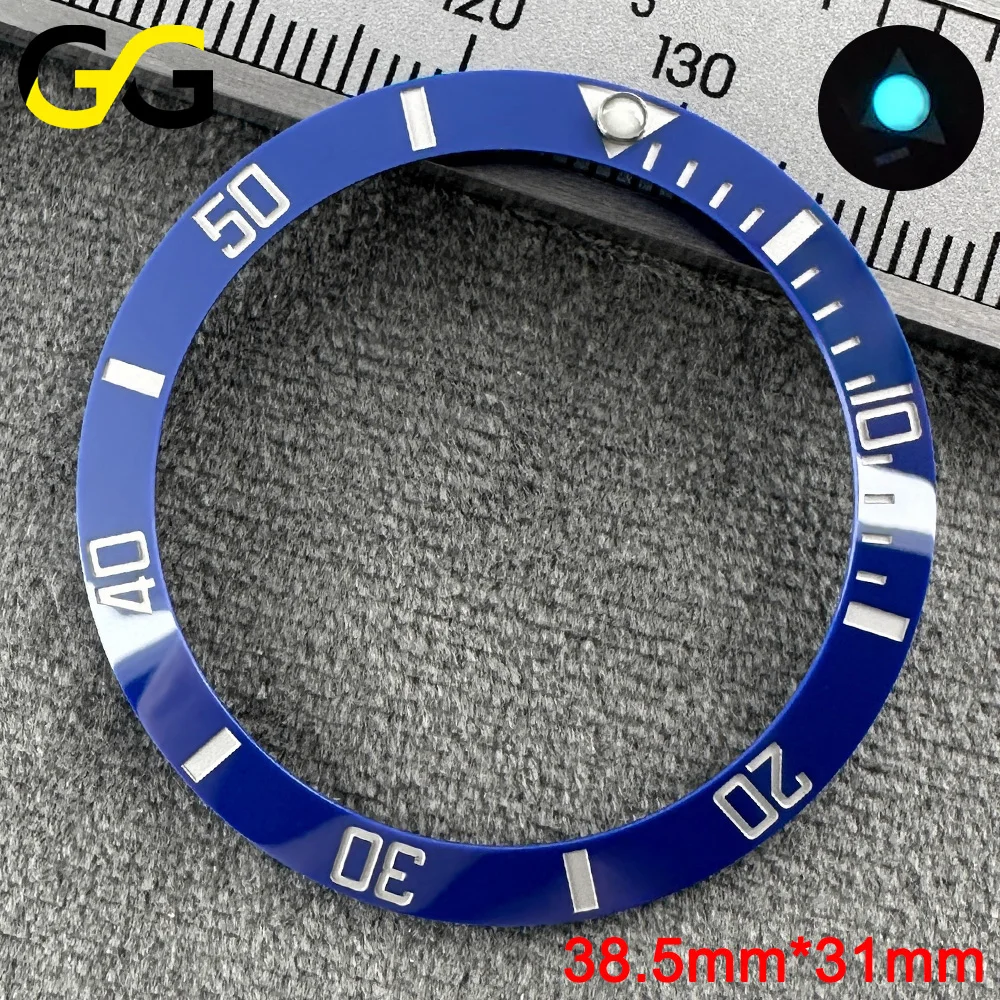 38mm * 30,7mm/38,5mm * 31mm Keramik-Lünette SUB Hochwertige Uhrenteile Zubehör Abgeschrägte Blaue Leuchtmasse – Detail 13