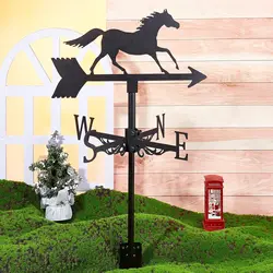 Iron Art Black Steed Vane, Outdoor Roof Garden Decoration, Simulated Animals, Waterproof Decorative Household Items, Farm Signs
