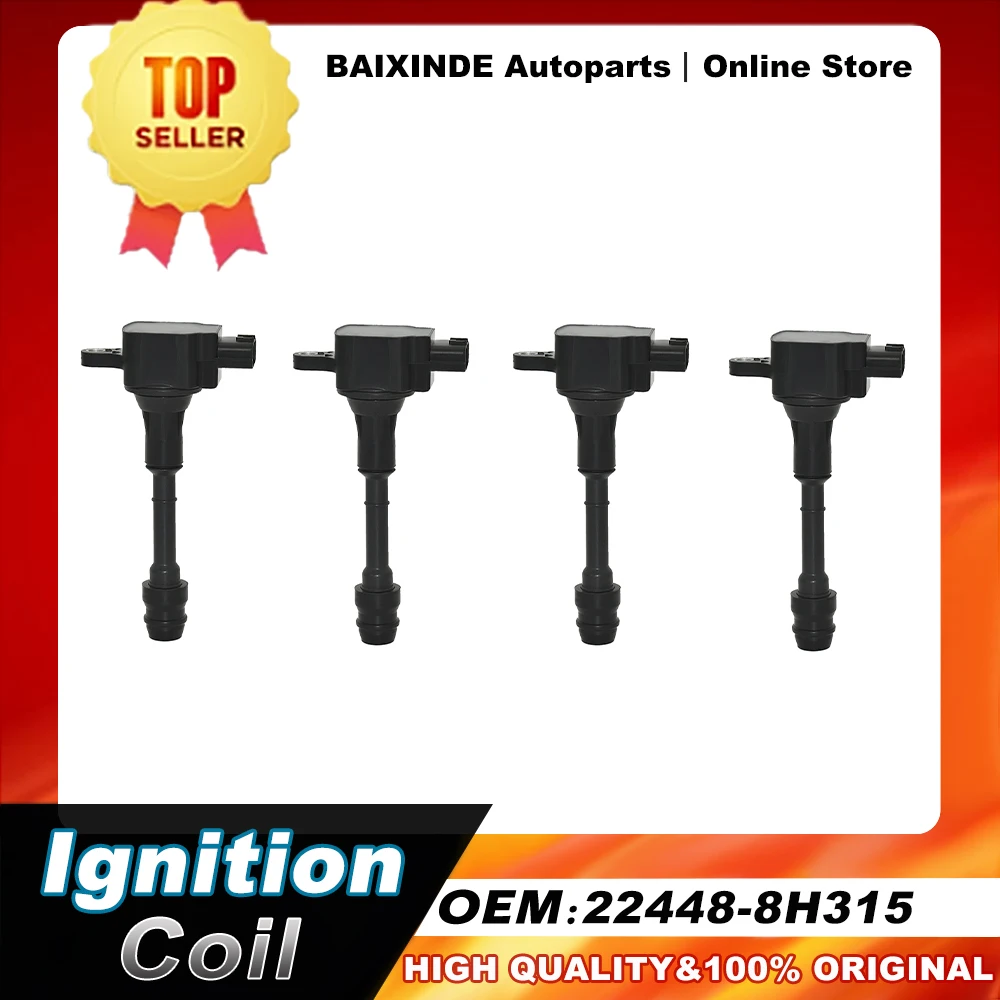 

1/4 шт., высококачественная катушка зажигания 22448-8H315 для Nissan X-trail T30 T31 Primera P12 WP12 2,0 QR20DE 224488H315, автомобильные аксессуары