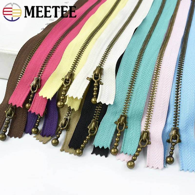 

10/20Pcs Meetee 3# Metal Zippers 15/20/30/40cm Close-End Zip for Bag Clothes Pocket Jeans Shoes Bronze Zips DIY Sewing Accessory