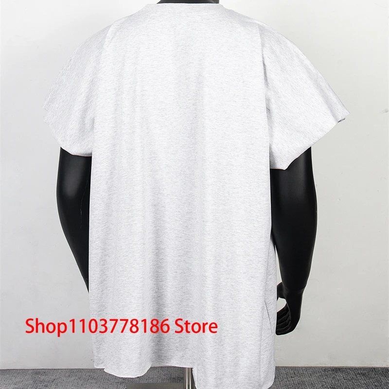 Light Grey Kanye West T-shirt Daily Loose Casual Classic Russian Print Short Sleeve Men Women All-match Tshirts Streetwear