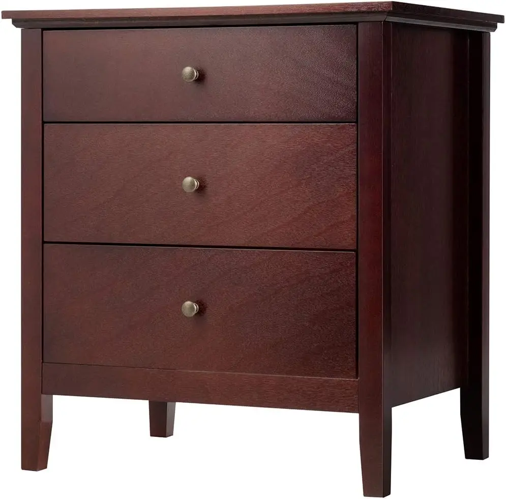 

Retro 3 drawer bedside table suitable for bedrooms, homes, offices, small spaces, easy to assemble, brown