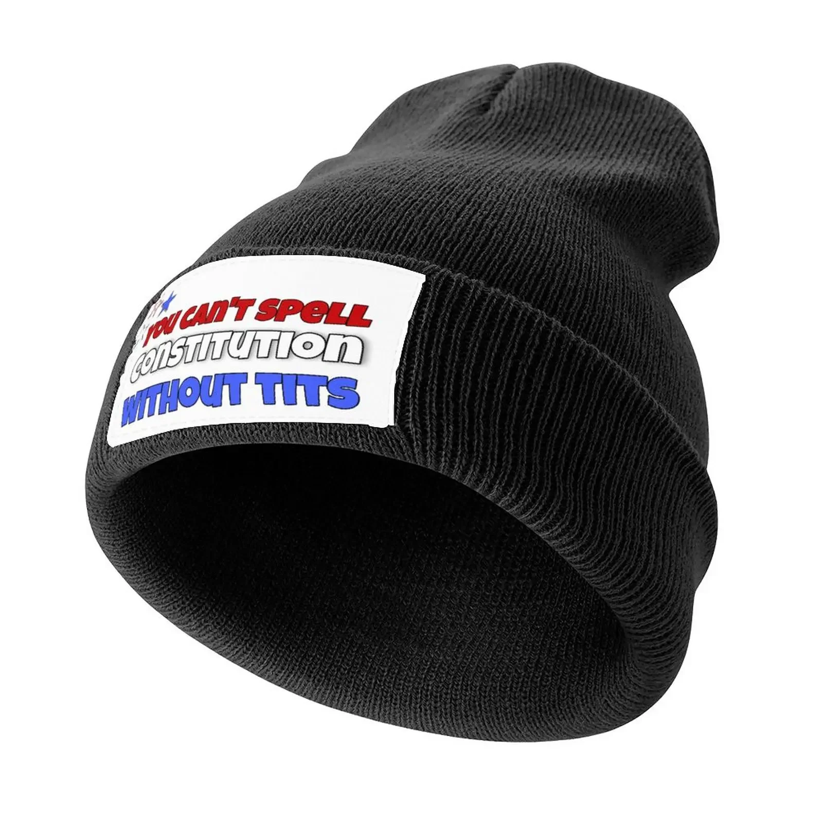 

Red, White & Royal Blue - U cant spell constitution without tits Knitted Cap Military Tactical Cap Luxury Man Hat Women Men's