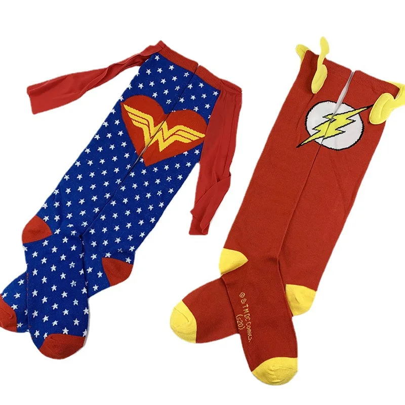 Cute Cartoon 2D Anime Cosplay Youth Calf Socks Star Lightning Knit Capes Decorated Hipster Knee-High Stockings Wholesale