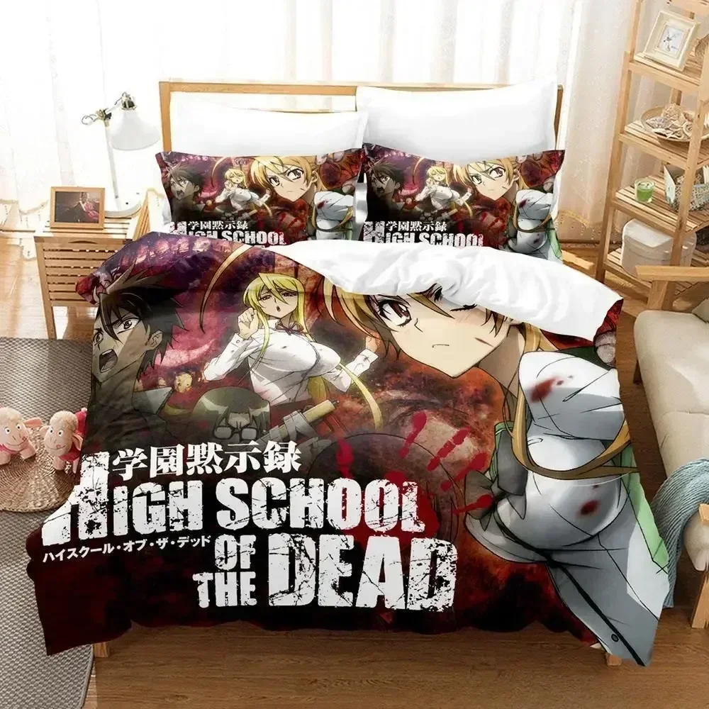 

Highschool of the Dead Bedding Set Single Twin Full Queen King Size Bed Adult Kid Bedroom Duvetcover Anime Bed Sheet