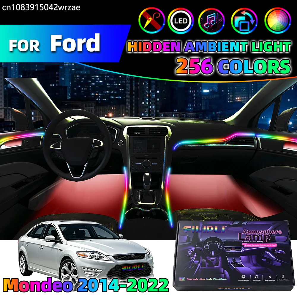

18 in 1 For Ford Mondeo 2014-2022 Years Car Interior Ambient Lights Strips Breathing Lighting Kit App Control Auto LED strips
