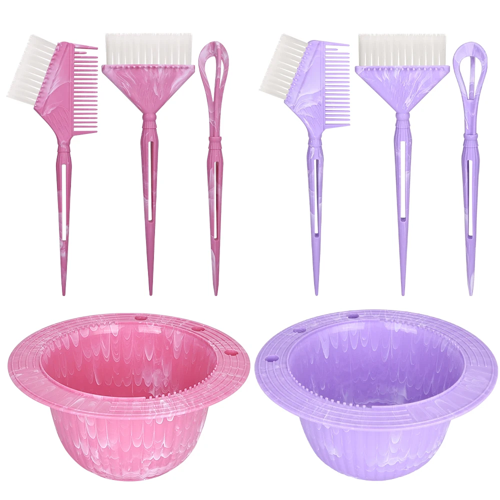 

Professional Marble Dyeing Bowl and Brush Set - 4-Piece Non-Slip Hair Coloring Tools for Convenient Storage and Easy Use