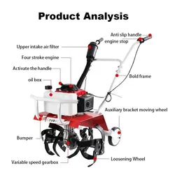 Rotary Cultivator Gasoline Micro-Cultivator Tilling Soil And Loosening Soil Cultivator Small Ditching Rotary Cultivator Tilling