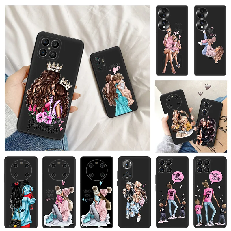 Ultra Thin Phone Case For Honor X8 X7 X9 b X6 4G 70 90 Magic5 Pro 8x Pixel 8 7 6 a Black Brown Hair Baby Mama Girl Matte Cover