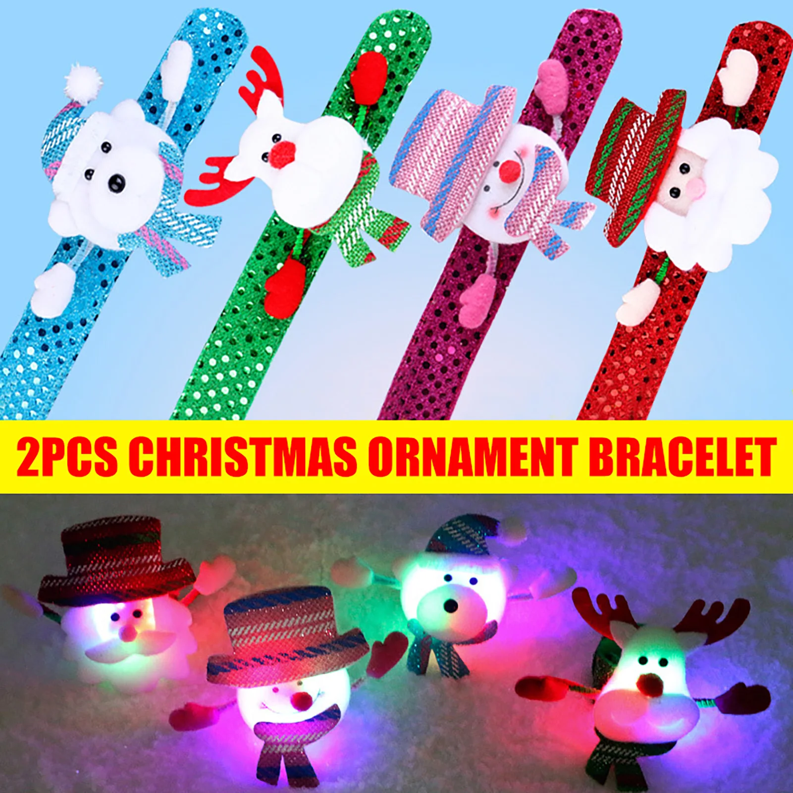 Christmas Snowman Slap Bracelets Non-Fading Pull-Resistant Slap Bracelets Gift for Children's Day Thanksgiving