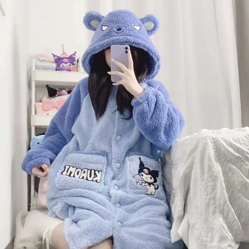 سانريو كورومي سترة رداء غامض Kawaii أنيمي ازياء عباءات الكرتون الفتيات الفتيان منامة الرؤوس هوديي العباءات هدايا عيد الميلاد