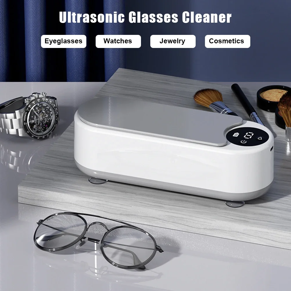 Ultrasonic Jewelry Cleaner Machine Portable Glasses Cleaner Eyeglass Washing Tool USB Rechargeable for Retainer Eyeglass Watches