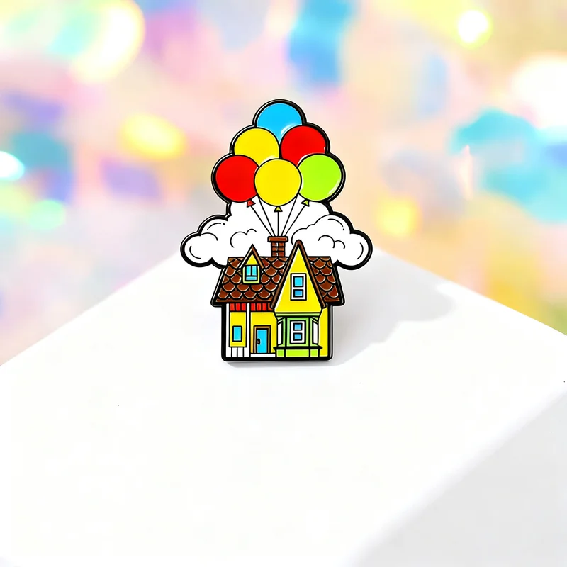 New Cute Castle Balloon Cartoon Enamel Brooch Badge Jewelry For Bag Clothing Backpack Party
