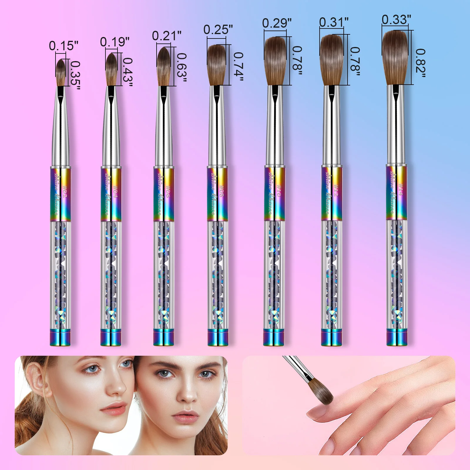 100% Kolinsky Sable เล็บอะคริลิคแปรง UV เจลแกะสลักปากกาแปรงผงเล็บวาดเล็บแปรงอะคริลิค