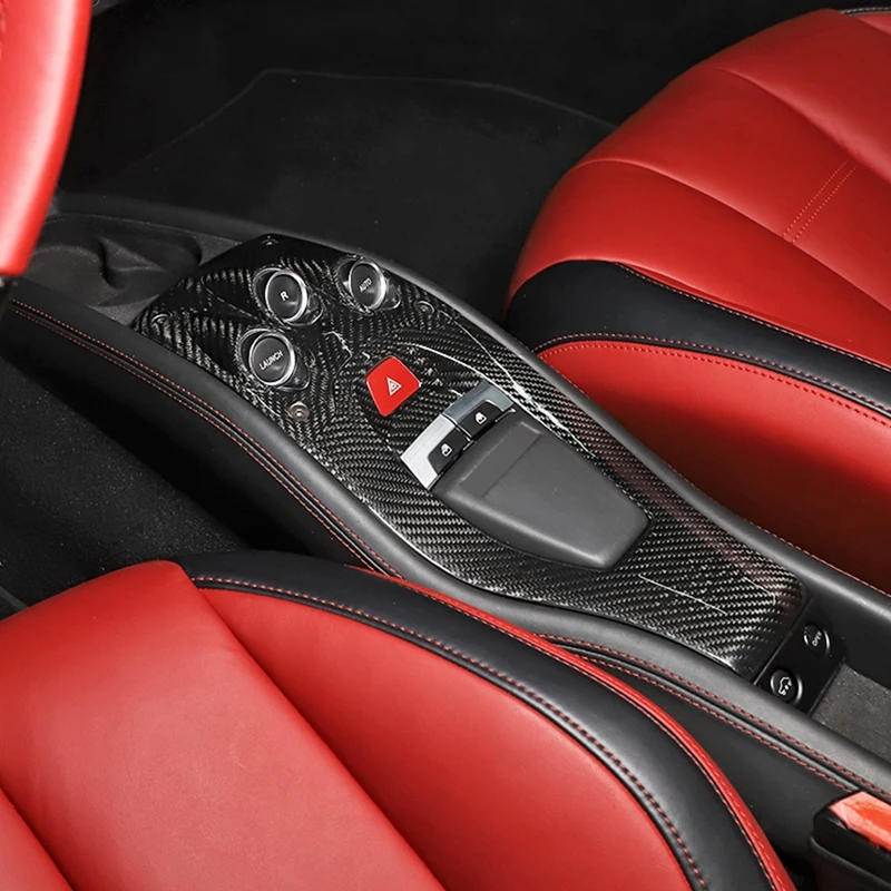 Car Central Control Gear Shift Panel Cover For Ferrari 458 2011-2016 Dry Carbon Fiber