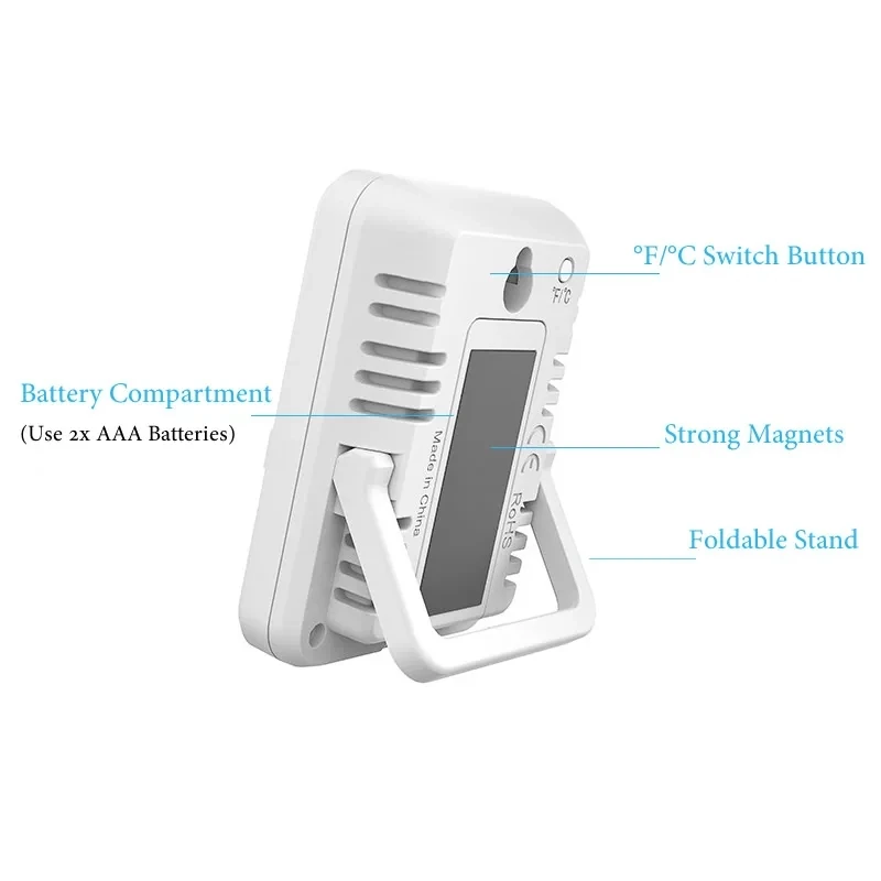 Indoor Digital Temperature Humidity Meter With Stand Magnet Portable House Office Temperature Monitor Thermometer Hygrometer