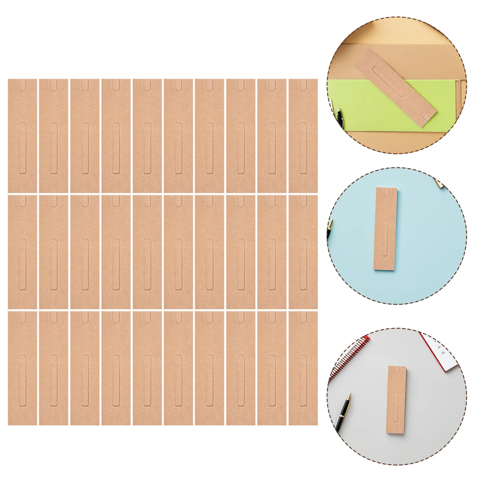 

50pcs Kraft Paper Sleeve Smooth Window Design Pen Storage Bag For Office School Gift Packaging Pen Organizer Pouch Brown Paper