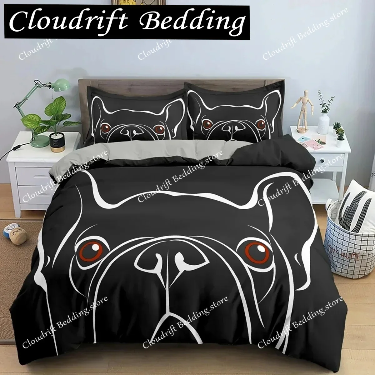 

3D Print Bulldog Pattern Duvet Cover Set King Full Size 3PCS Bedding Set Room Decor Soft Microfiber Comforter Quilt Cover