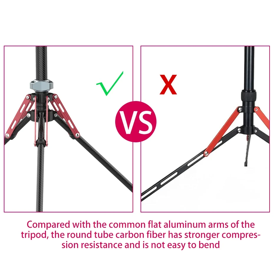 Ulanzi MT-49 1.9M Carbon Fiber Lighting Stand Portable Tripod Photography Light Stand for LED Light Flash Softbox Travel Monopod