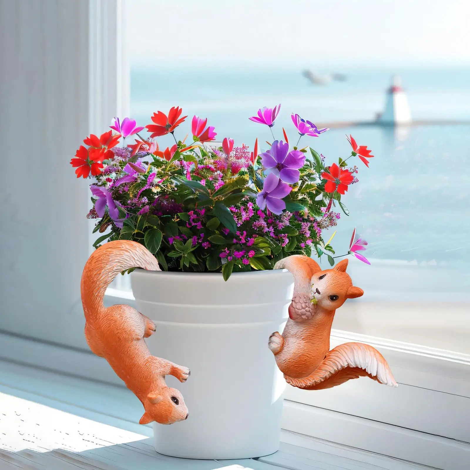 

2x Squirrel Figurines Resin Cartoon Simulated Outdoor Garden Squirrel Statues for Backyard Yard Patio Micro Landscape Indoor