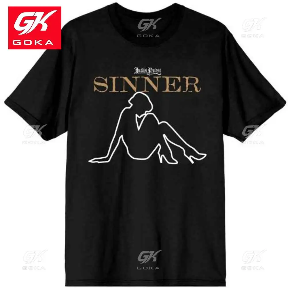 Judas Priest Sin After Sinner Slogan Lady Official T Shirt Mens Cotton T Shirts Vintage Short Sleeve Hip Hop Tops Unisex Tees