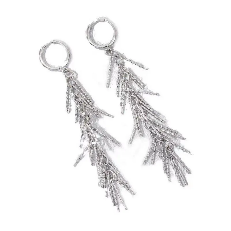 Glänzende lange Quasten-Glitzer-Tropfenohrringe für Damen, modische lange Kette, baumelnde Ohrringe, Hochzeit, Party, Schmuck, Geschenke – Detail 13