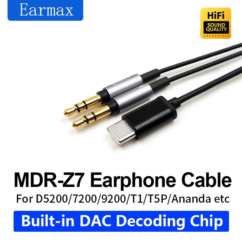 Para hifiman sony MDR-Z1R z7m2 d7100 d7200 t1 t5p he560 he400se he6se fones de ouvido substituíveis typec para duplo 3.5mm cabo atualização