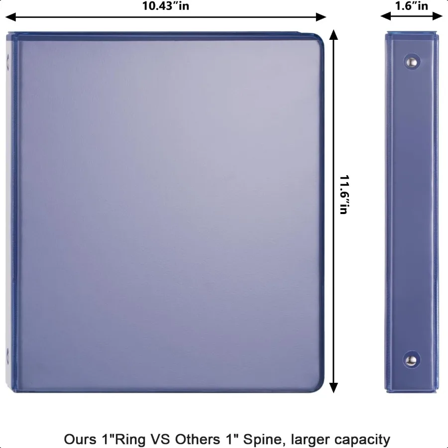 3링 바인더 1인치 클리어 뷰 커버 1뷰 바인더 미국 레터 사이즈 용지 200매 수납 6팩 다크 블루