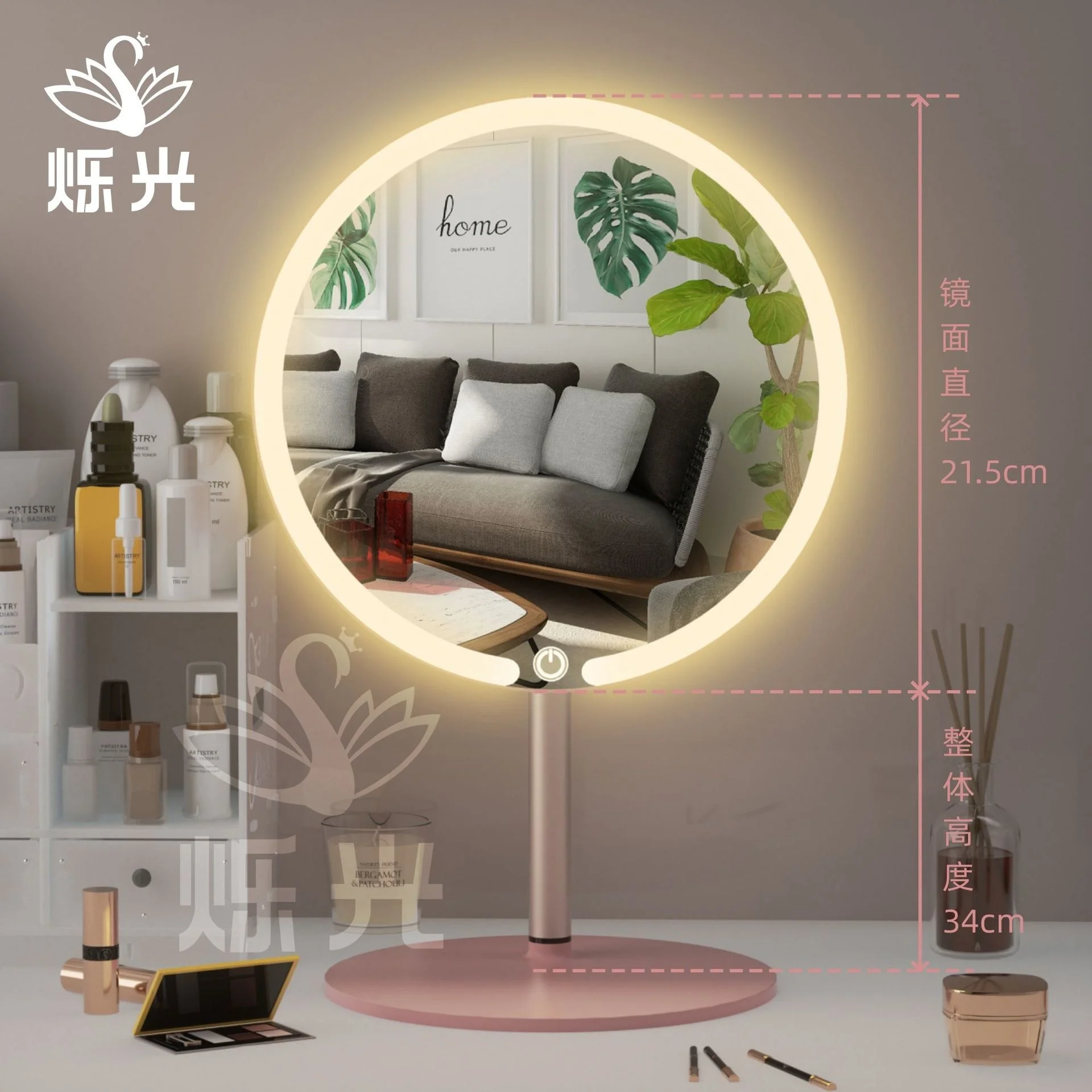 Led Makeup Vanity Mirror Smart Foldable Rechargeable Dimmable Lights For Home Dorm Travel For Women Teens Elegant Christmas Gift