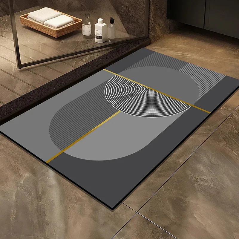 

VIKAMA Luxury Diatomaceous Earth Anti-Slip Bath Mat Absorbent Bathroom Rug Machine Washable Soft Bath Mat Home Decor