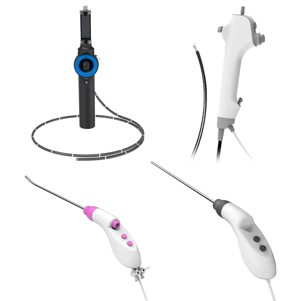 Portable hysteroscopy/laparoscopic endoscope, a veterinary instrument with a power supply for veterinary or human use