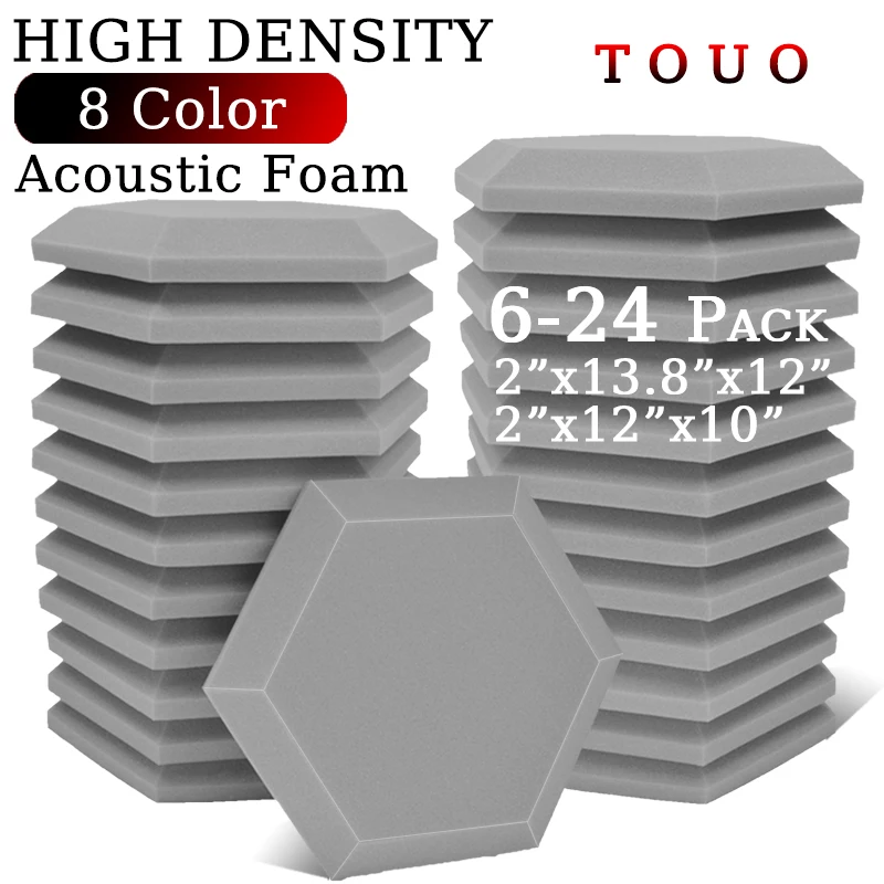 

TOUO Hexagon Acoustic Foam 6/12/24 Pcs Music Studio Sound Foam Panels High Density Sound Proof Wall Panels Acoustic Foam