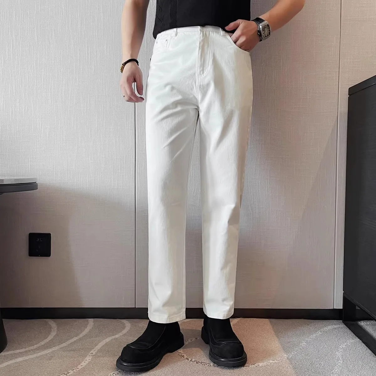

High Quality Spring Autumn Jeans Men Cotton Solid Slim Fit Denim Pants Fashion Korean Style Youthful Vitality Straight Jeans Man