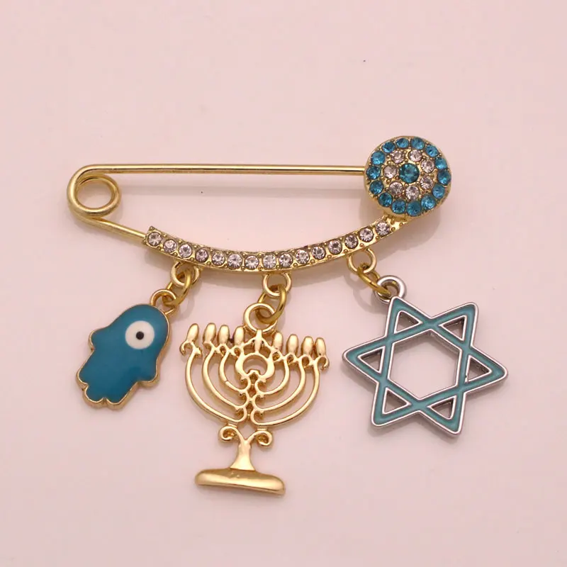 ZKD Jewish Menorah baby brooch hanukkah gifts for kids Hebrew Star of David baby pin