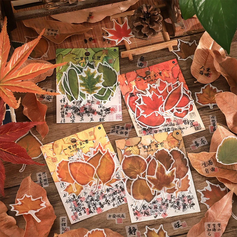 40枚/ロット 葉っぱをテーマにしたステッカーセット、リアル - Embellishments For Scrapbooking のレビューと価格
