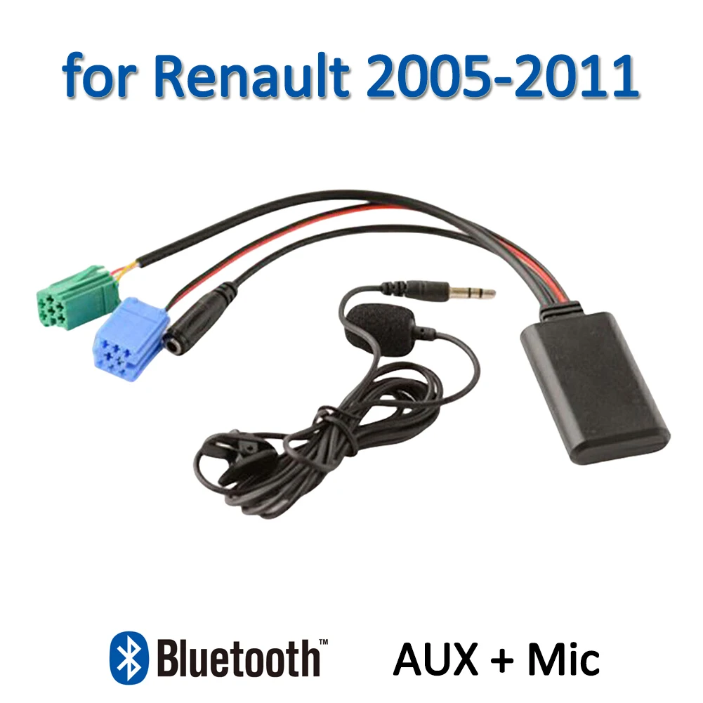 Moduł samochodowy Bluetooth AUX w Audio MP3 Adapter muzyczny mikrofon MINI ISO 6Pin przewód AUX dla Renault Updatelist Megane Scenic