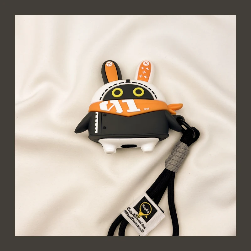 Juequ Zero Fat Rabbit Linda mascota Bom AirPods 4 Funda Compatible con AirPods 3 Apple Pro Funda para auriculares con llavero